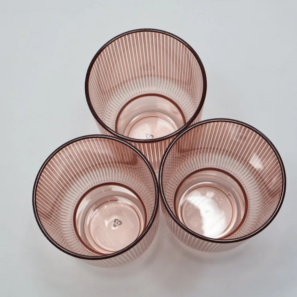 West Elm Aaron Probyn Ribbed Pink Acrylic Drinking Glasses Set of‎ 3